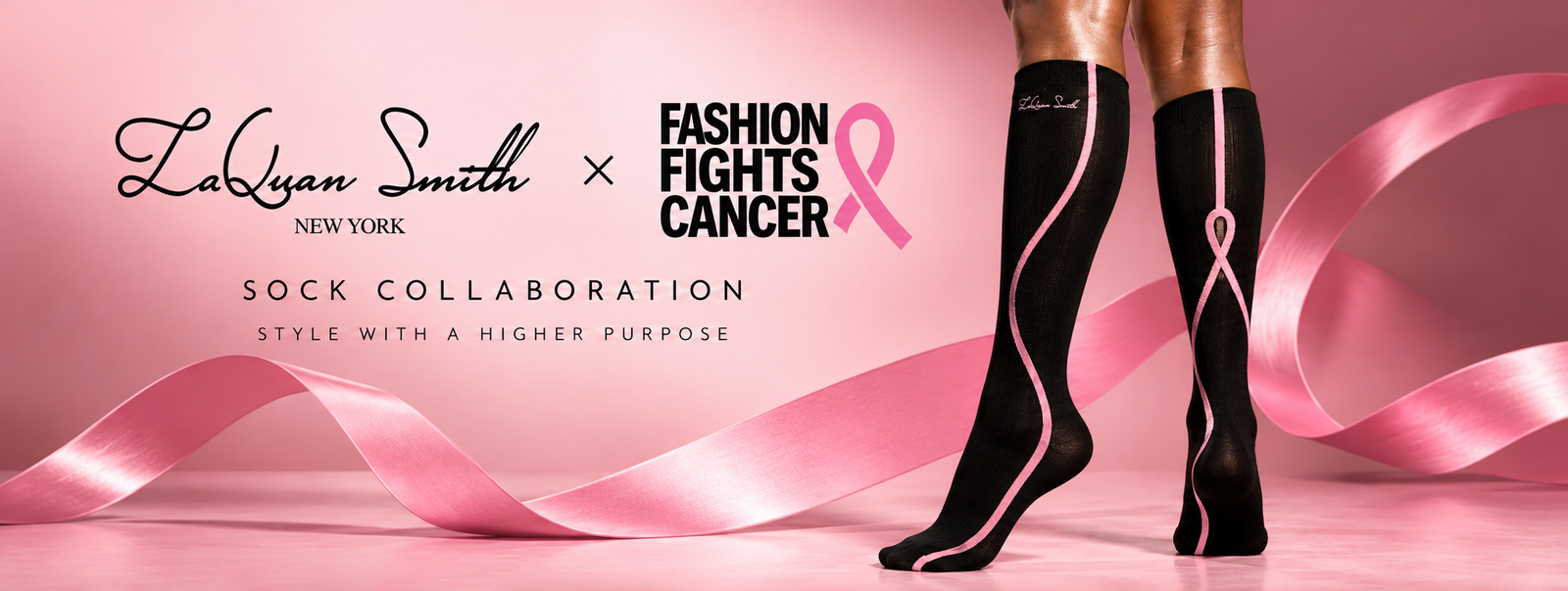 Pink fashion sock collaboration banner
